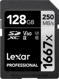 Lexar PROFESSIONAL 1667X UHS-II V60 128 GB SDXC Class 10 250 MB/s  Memory Card