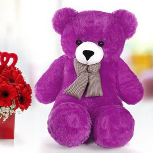 Pocketfriendly 3 Feet Purple Printed Foot Teddy Bear Stuffed Toys