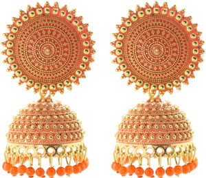 Orange shop jhumka earrings