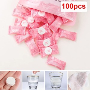 RENUMAX 100 PCS Magic Travel Compressed Disposable Tissue||Cotton Compressed Towel with Disposable Multipurpose||Magic Tablet Coin Tissue , Personal Care Facial Towel Non-woven Compressed Magic Coin Tissue||Ideal For For Men, Women, Boys, Girls, Kids all skin type