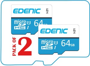 EDENIC 64GB Combo 64 GB MicroSD Card Class 10 80 MB/s  Memory Card