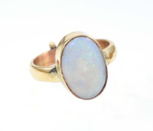 SPRIGEMS Opal Ring In Panchdhatu Natural and Certified Energies (3.25 Ratti Stone) Brass Opal Ring