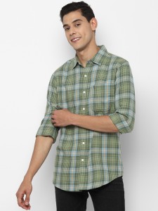 American Eagle Outfitters Men Checkered Casual Green Shirt - Buy