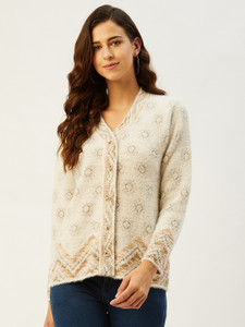 Rivza Self Design V Neck Casual Women Beige Sweater Buy Rivza