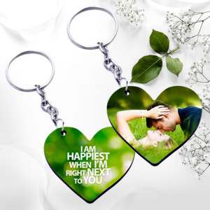Double sided heart photo keyring online