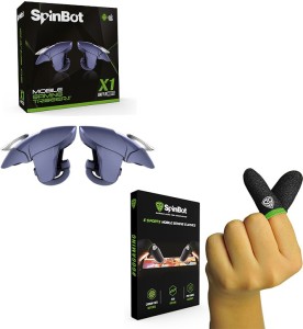 SpinBot Combo Of BattleMods X1Blue Gaming Trigger & Finger Sleeves For BGMI,COD,Free Fire,PUBG Combo Set