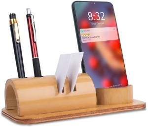 stupefying 5 Compartments Wooden Phone Stand With