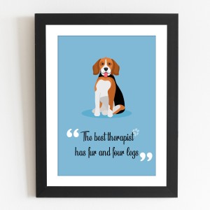 Dog Lovers Cute Dog Therapist Quote Poster with Frame for Wall ...