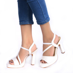White thick strap sandals sales