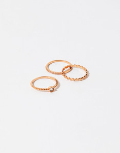 ACCESSORIZE LONDON Rose Gold Plated Vine Ring Set Gold Brass