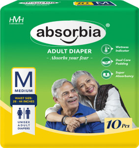 ABSORBIA Medium Size Adult Diaper Tape Style Waist Size 71-112 CM ...
