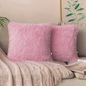Pink fur pillow store