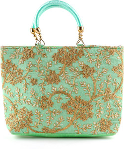 Flipkart Matrashakti Designer Rajasthani Style Royal Clutch Silk Potli Batwa Bag with Beads Work Bridal Purse with Gota Patti Pottly Purse Women handbag Fancy Potli Bags Light Green Multipurpose B...