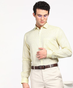 Next Look by Raymond Men Printed Formal Yellow Shirt Buy Next