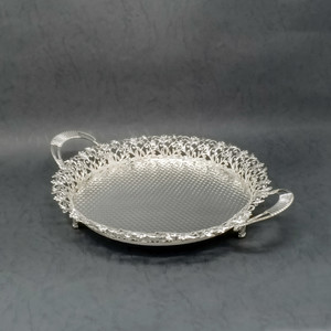 Silver serving deals tray with handles