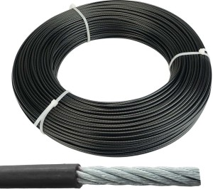 YMD Gym Machine Wire PU Coated Rope Cable Inside Steel (Black,5 MM, 10 Meter) Multi-training Bar