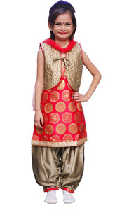 ITSMYCOSTUME Punjabi FolkDance Costume Dress for Girls Set of 4