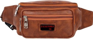 LUGGAGE WORLD Leather Waist Pack Bags Travel bag for Money |Mobile|Card|Belt| Documents|Kit Books Dairy Messenger Cross body Kamar pouch| Small Accessories Luggage for men Women boys and girls stylish PU Waist Fom Bag with Belt Waist pack Kamar pouch Travel