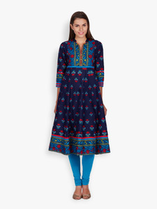 Vishudh Women Printed Anarkali Kurta Buy NAVY BLUE RED Vishudh Women Printed Anarkali Kurta Online at Best Prices in India Flipkart