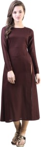 libas women solid cape top kurta(brown) 2732-Brown