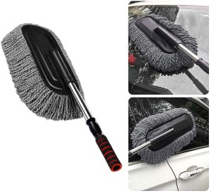 Microfiber Car Duster,Microfiber Car Duster Exterior Scratch Free,Washable  Car Brush Duster Extendable Interior,Car Wash Brush with Extension Pole  Cleaner,Dust Cleaning Tool Dashboard Detailing 