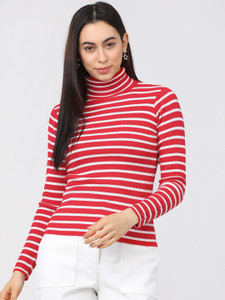 Red white new arrivals striped turtleneck