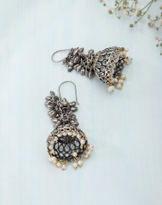 Fabindia silver jhumkas top