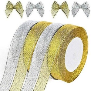 Silver Glitter Ribbon, Gift Wrapping Ribbon, Glitter Ribbon Bow
