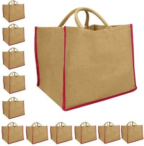 DOUBLE R BAGS Eco Reusable Print Jute Cloth Shopping Bags for Daily use  Market Carry Milk
