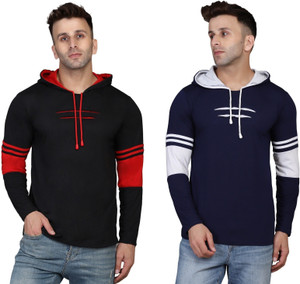 HIGHLANCETSHIRT Striped Men Hooded Neck Multicolor T Shirt Buy