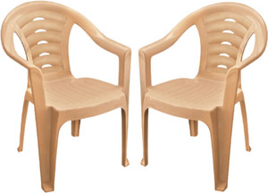 MAHARAJA Sunrise Plastic Chair Marble Beige Color with Armrest for