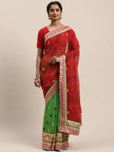 Buy adornshopping Embroidered Bandhani Georgette Red Sarees Online @ Best Price In India | Flipkart.com