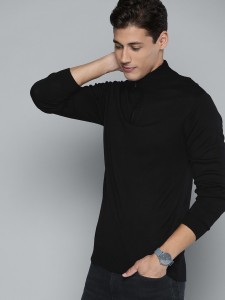 Denimholic Solid Turtle Neck Casual Men Black Sweater - Buy