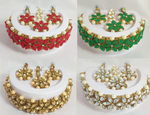DIDISA JWELS Alloy Red Green White Gold Jewellery Set Price in India Buy DIDISA JWELS Alloy Red Green White Gold Jewellery Set Online at Best Prices in India Flipkart
