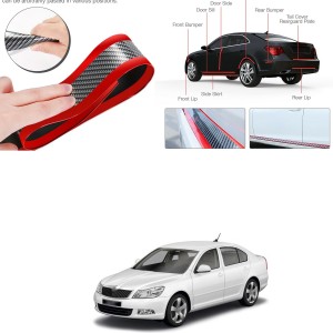 PRTEK Carbon Fiber Wrap Film Individualized Car Door Sill Protector  Self-Adhesive Car Bumper Protector,Waterproof Auto Door Entry Guard Sticker,Anti-Collision  Strip Rubber Scratch Protection Strip,Red Y202 Matte, Glossy, Chrome Skoda  Laura Side Garnish