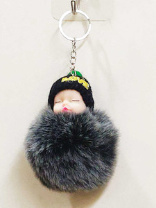 Black fur keychain store