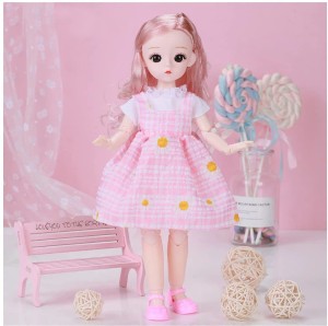 Tickles Set 13 Movable Joint Makeup Cute Girl Brown Eyes Fashionable Doll for Kid Girls