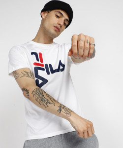 efter det øverste hak klatre FILA Printed Men Round Neck White T-Shirt - Buy FILA Printed Men Round Neck  White T-Shirt Online at Best Prices in India | Flipkart.com