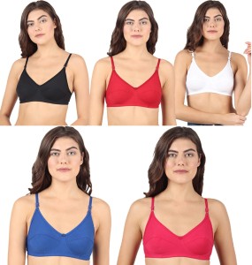 Winsure women's cotton non padded non wired seamed bra combo pack of 5 size  ( 32B to 42B ) Women Full Coverage Non Padded Bra - Buy Winsure women's  cotton non padded