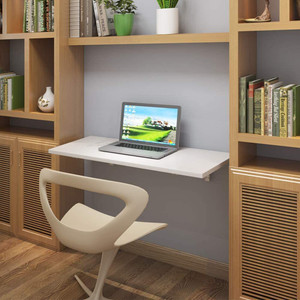 Wall mounted study shop table with bookshelf