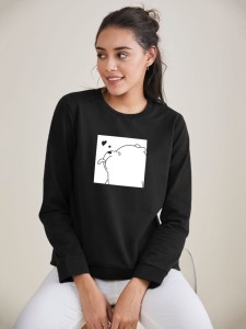 eddlees Full Sleeve Geometric Print, Solid Women Sweatshirt