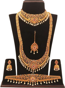 Nagneshi Art Alloy Gold plated Multicolor Jewellery Set Price in
