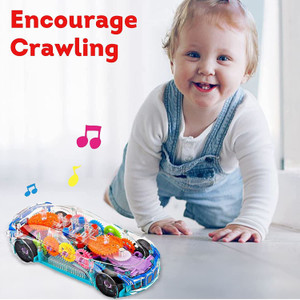 LIBRA Transperant Car Baby Toys 6 to 12 Months Electric Car Toys for Boys Girls Toddlers with Cool Light Sound Effect Ideal Christmas Birthday Gifts for Kids Age 3 4 5