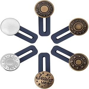 2 Pieces Pants Waist Extender Metal Buttons Adjustable Retractable Button  Waist Extenders Waistband Expander Elastic Neck