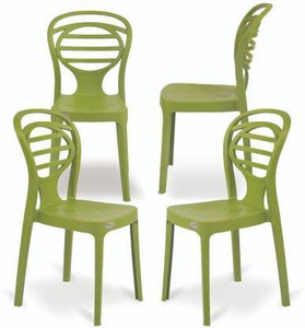 Supreme Oak Plastic Outdoor Chair Mehndi Green Set of 4 Plastic