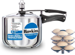 Hawkins Stainless Steel Cooker 3 Litre Tall with Aluminium Idli stand 12 Mini idli 3 L Inner Lid Induction Bottom Pressure Cooker Price in India Buy Hawkins Stainless Steel Cooker 3