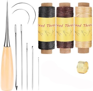 21 Upholstery Repair Kit, Leather Sewing Needle and Thread, Extra Strong  Hand Stitching Tools with C Curved Needles for Canvas Carpet Wallet Making,  150M : : Home & Kitchen