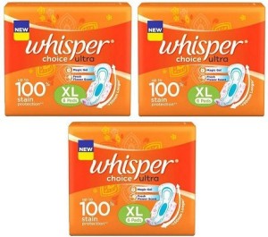 Whisper Choice Ultra Sanitary Pads - Extra Long XL 6 Pads