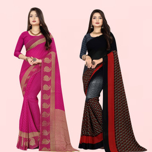 Buy kashvi sarees Printed Daily Wear Georgette Pink Black Sarees Online Best Price In India Flipkart