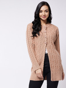 Rivza Self Design Round Neck Casual Women Beige Sweater Buy